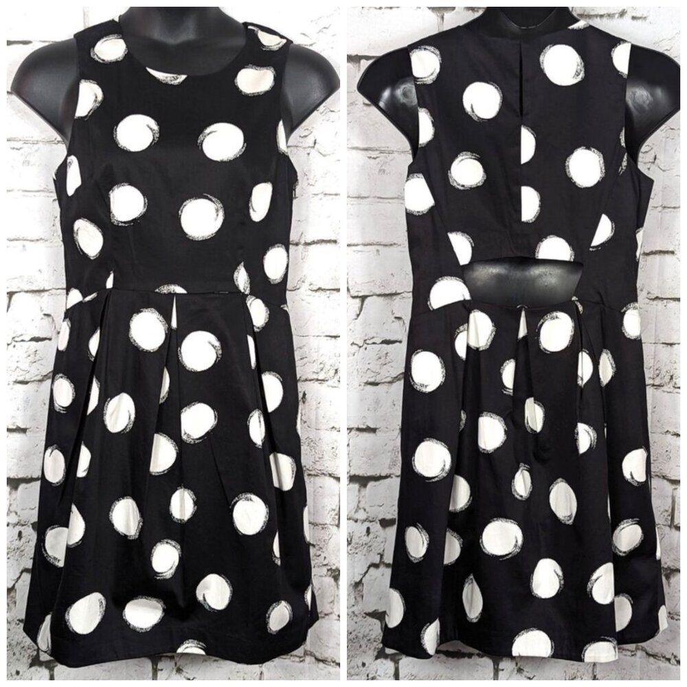 MUSE Retro Rockabilly Polka Dot Stretch Fit & Flare Dress Pockets Size 14 NWT